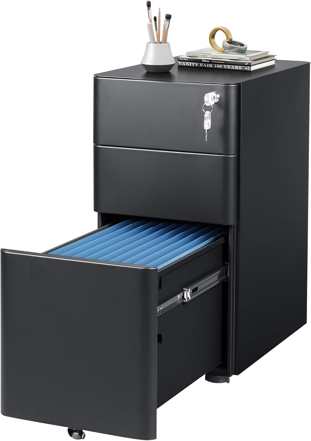 DEVAISE 3-Drawer Slim Vertical File Cabinet