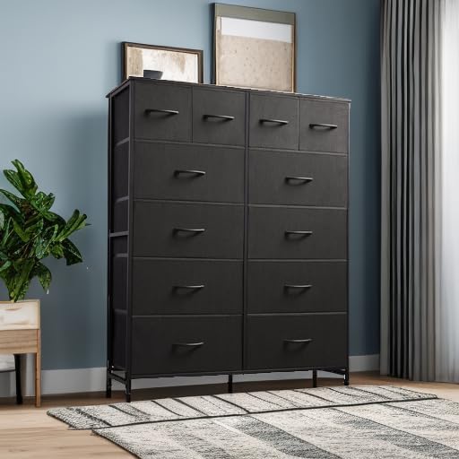 WLIVE Minimalist Tall 12-Drawer Storage Fabric Dresser