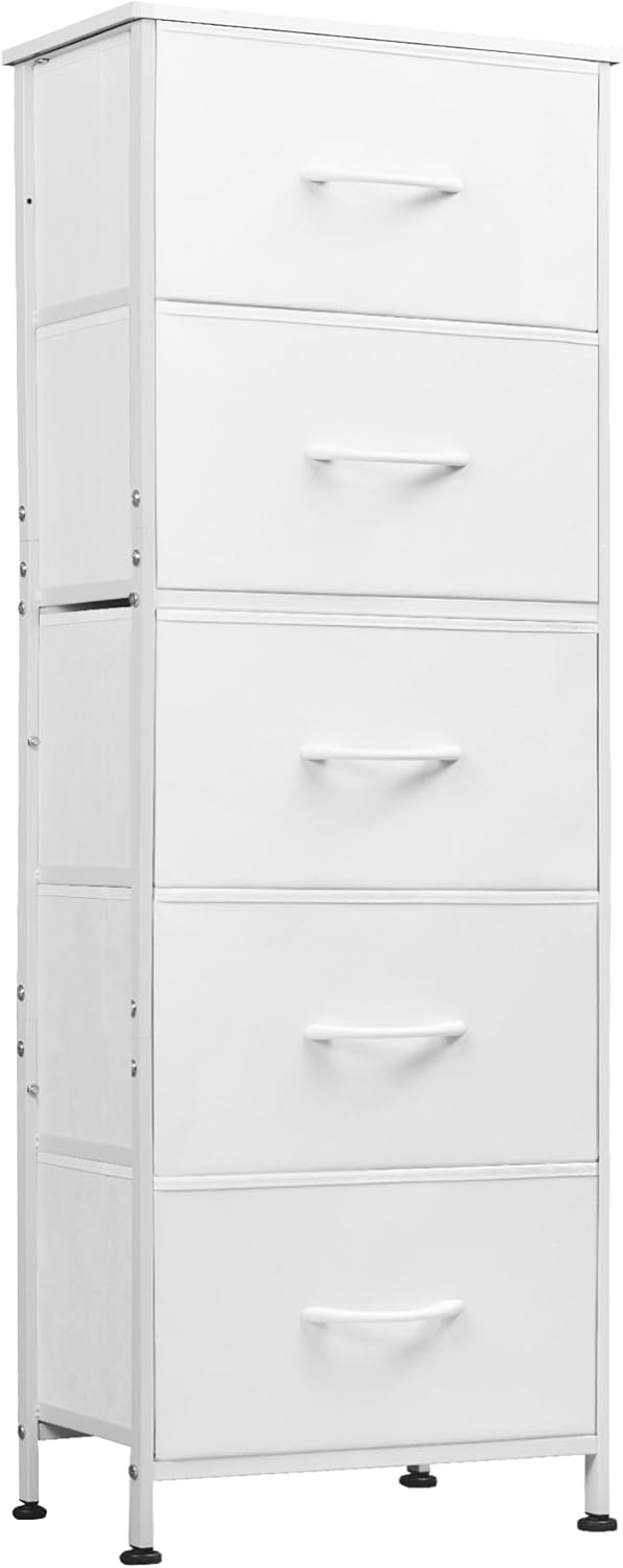 WLIVE Minimalist Tall 5-Drawer Fabric Dresser Chest