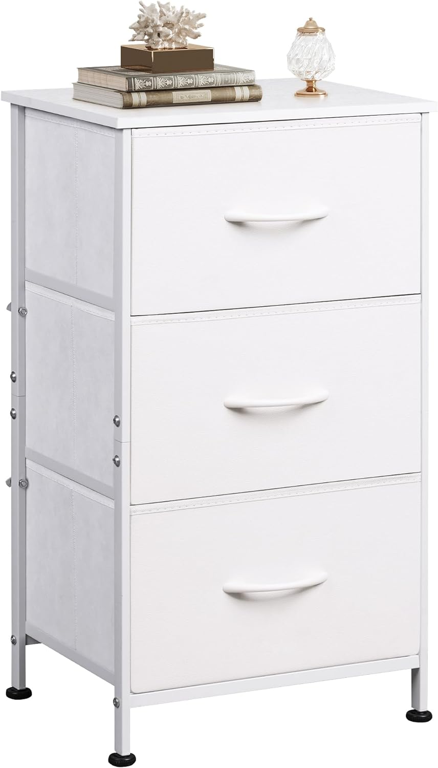 WLIVE Minimalist 3-Drawer Fabric Storage Nightstand