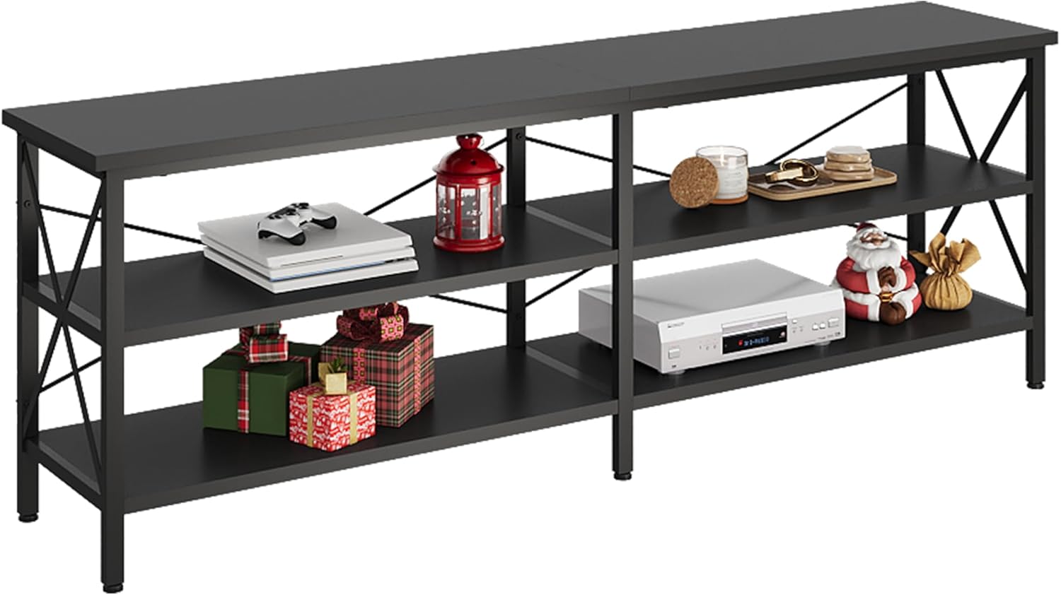 WLIVE Industrial 3-Tier Shelves TV Stand for TVs up to 70''