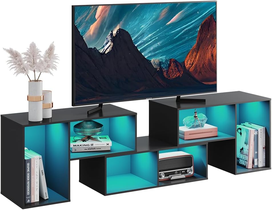 WLIVE Modern 3 Pieces LED TV Stand with Storage for TVs up to 80"