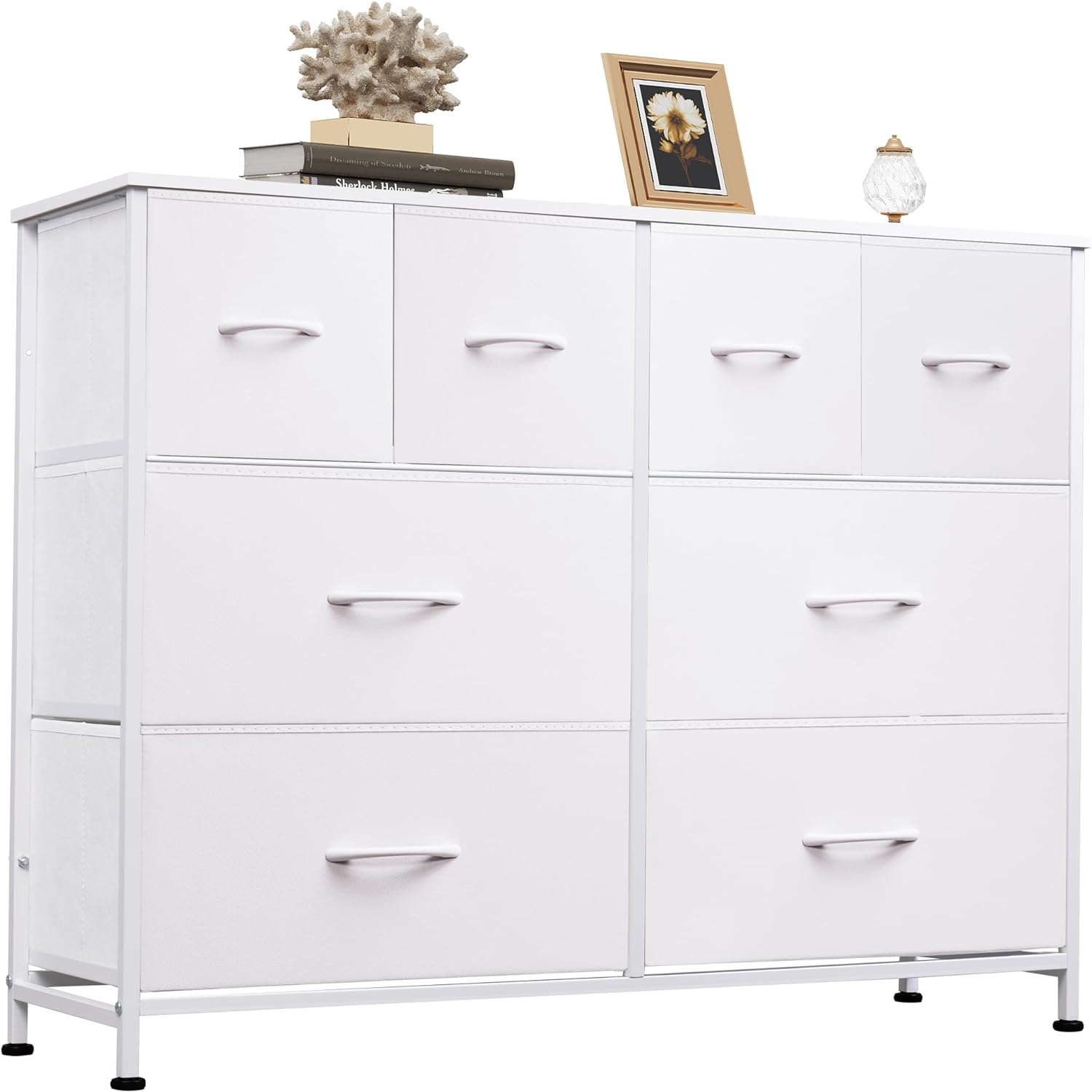 WLIVE Minimalist Wide 8-Drawer Storage Fabric Dresser