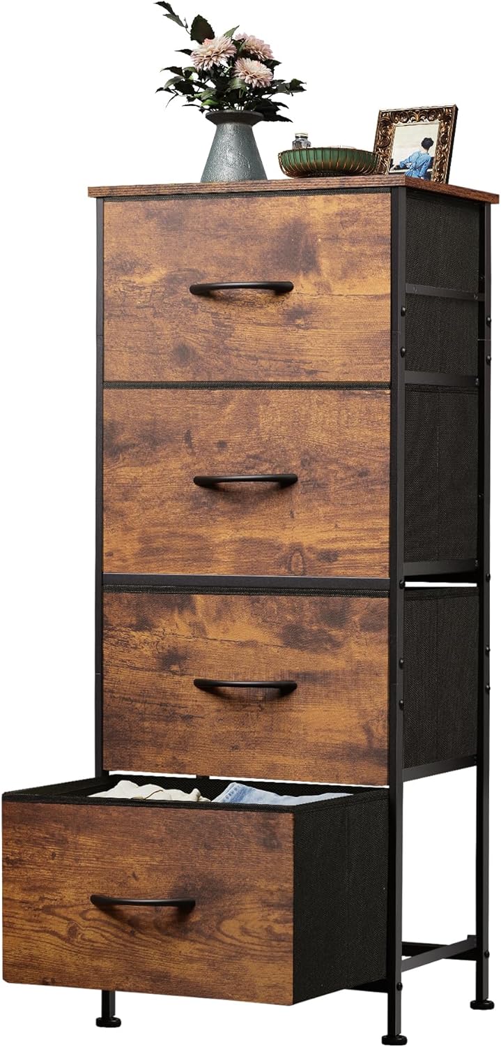 WLIVE Minimalist Tall 4-Drawer Fabric Storage Dresser