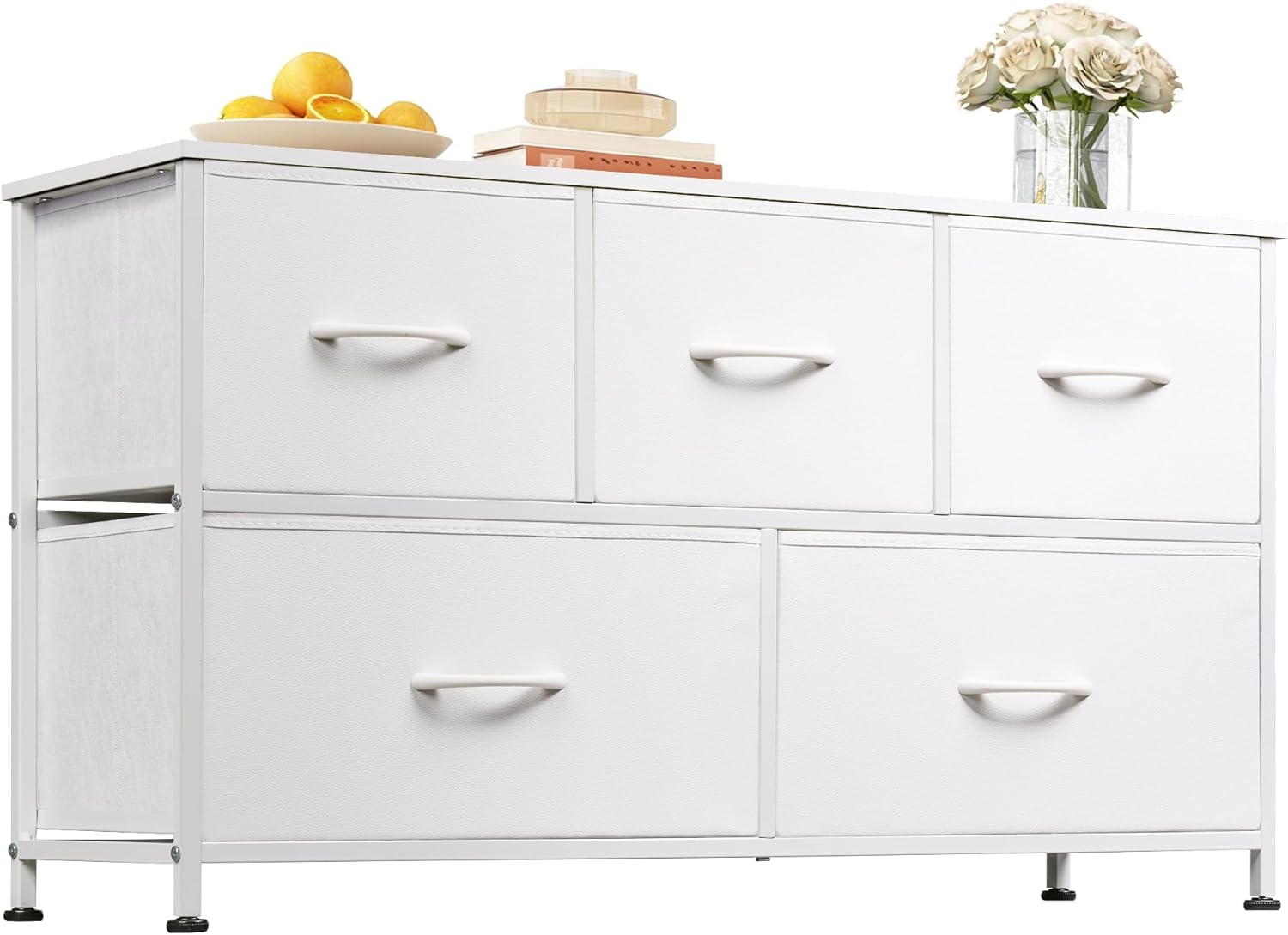 WLIVE Minimalist Wide Fabric 5-Drawer Dresser