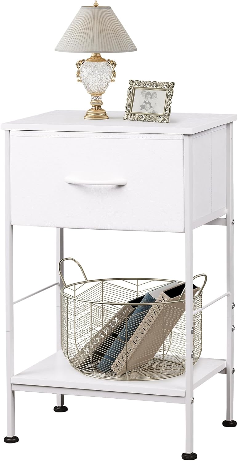 WLIVE Minimalist 1-Drawer Fabric Storage Nightstand