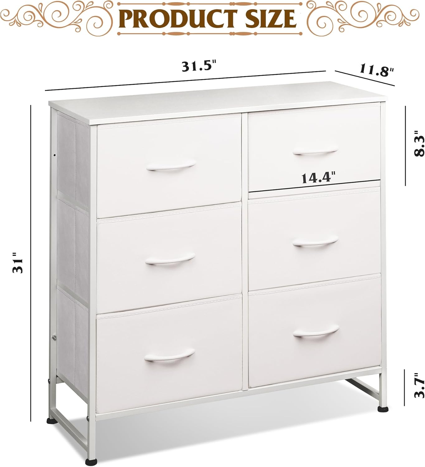 WLIVE Minimalist Fabric 6-Drawer Double Storage Dresser