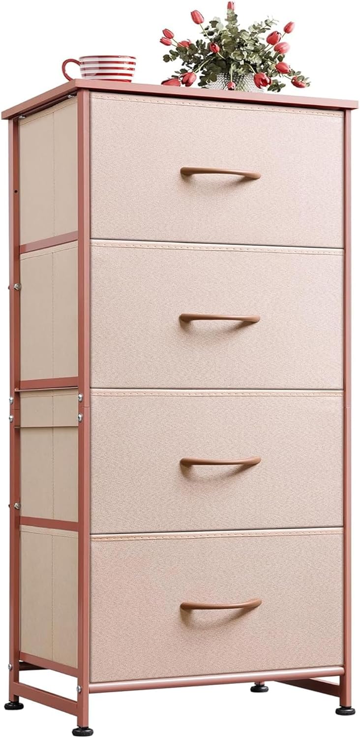 WLIVE Minimalist Tall 4-Drawer Fabric Storage Dresser