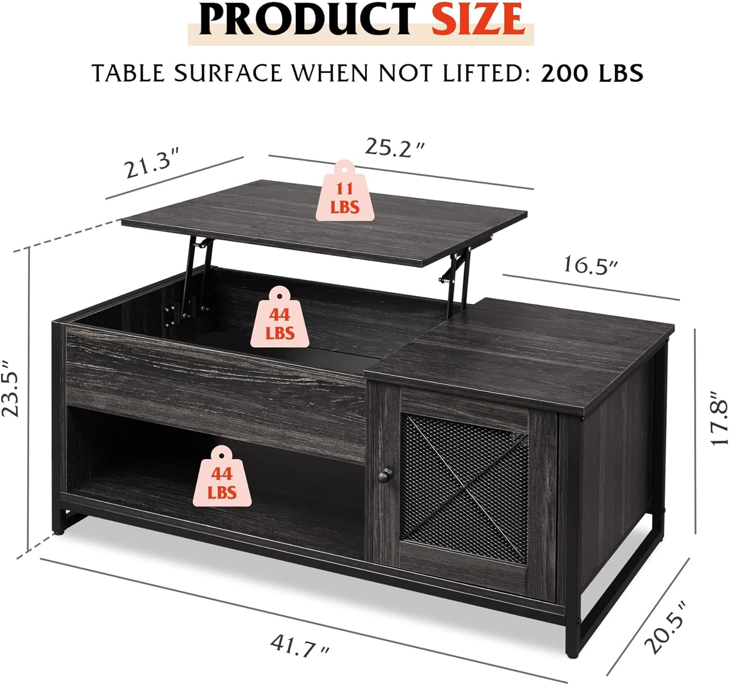 WLIVE Modern Wood Lift Top Coffee Table with Storage Cabinet