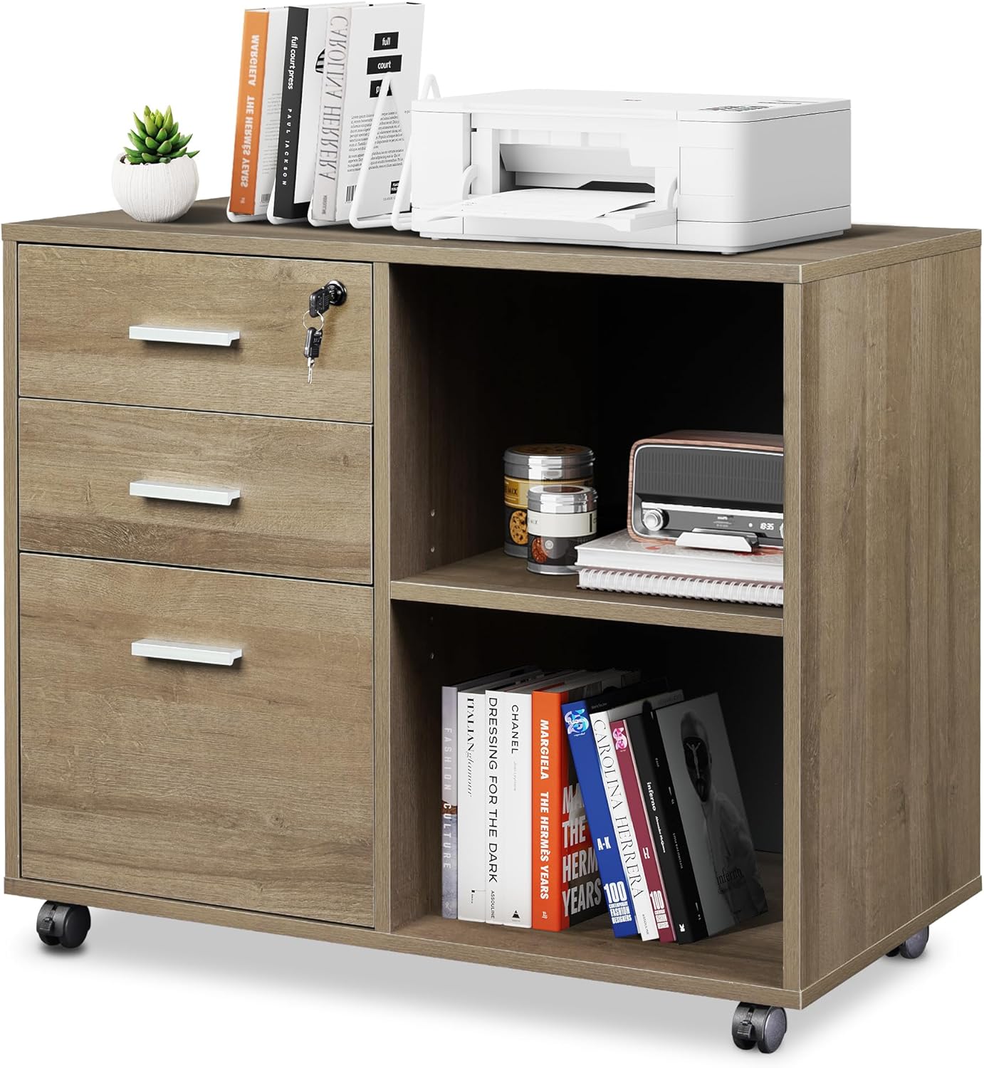 DEVAISE 3-Drawer Wood Lateral File Cabinet with Lock