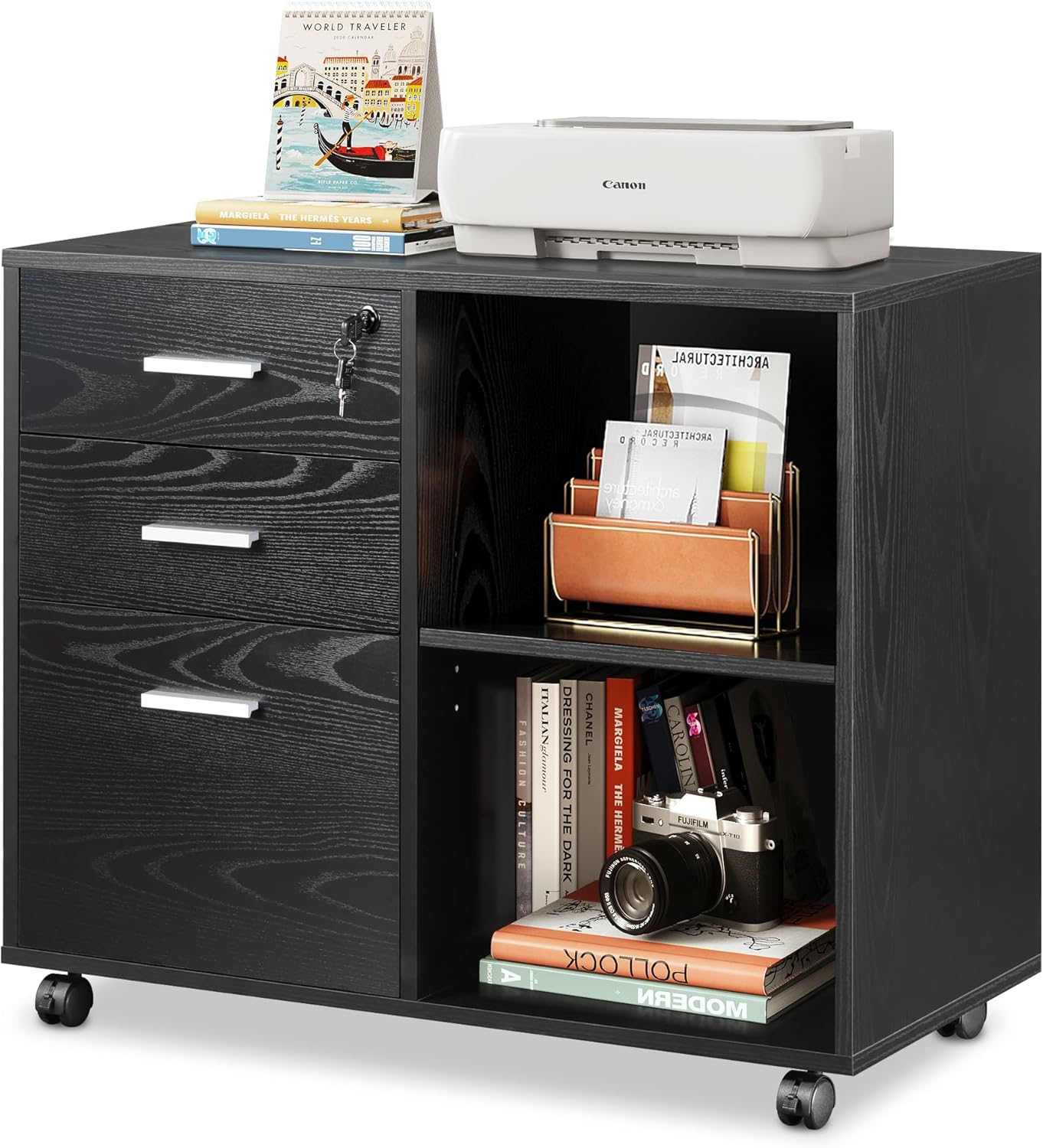 DEVAISE 3-Drawer Wood Lateral File Cabinet with Lock