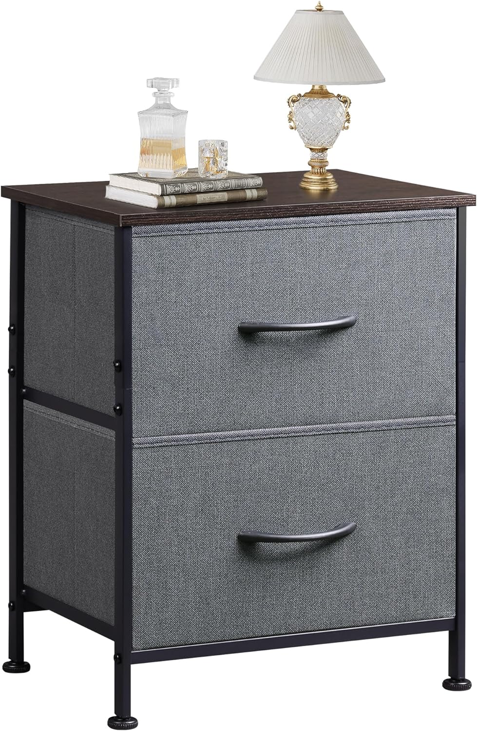 WLIVE Minimalist Small Fabric 2-Drawer Nightstands (Set of 2)