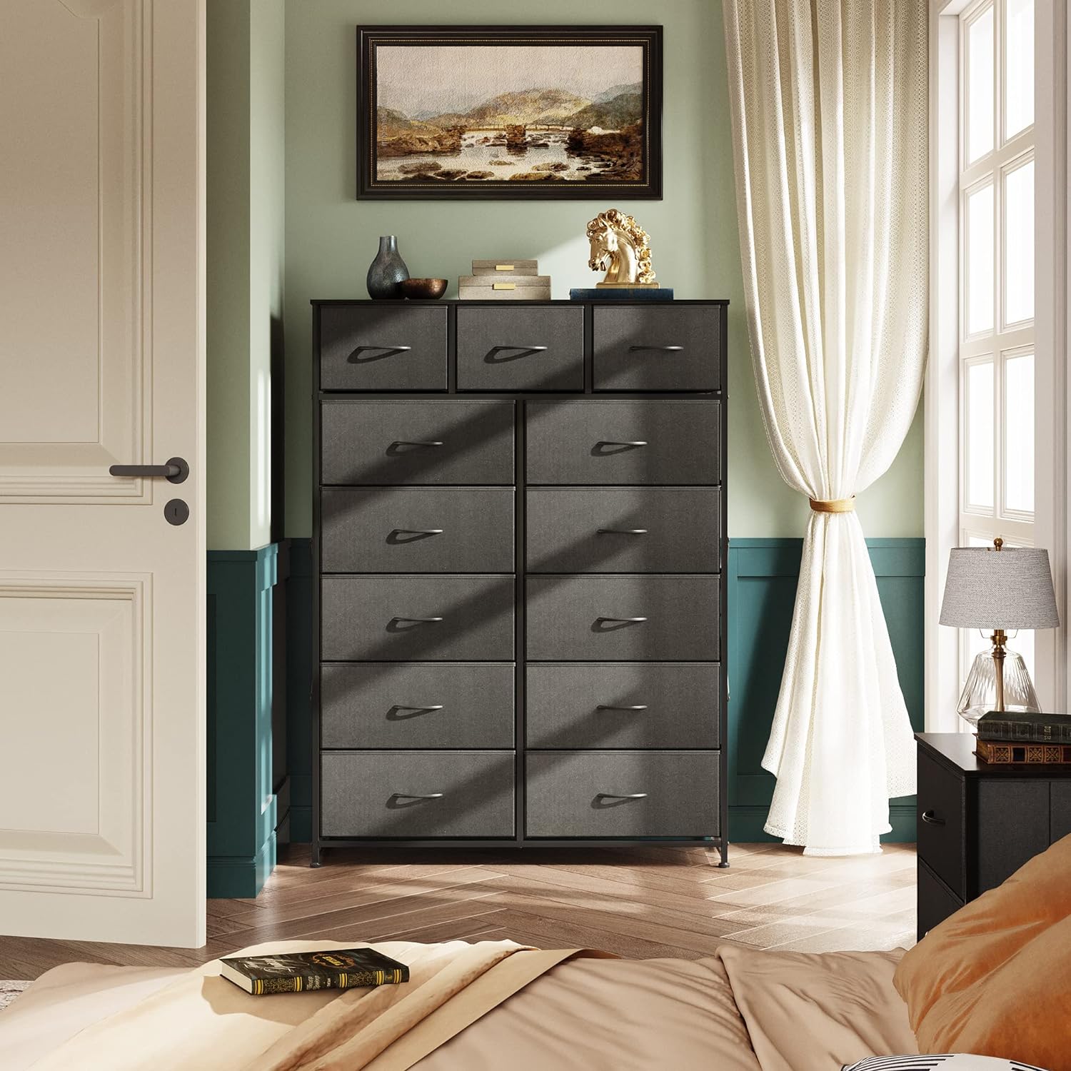 WLIVE Extra Large Storage Tall 13-Drawer Fabric Dresser