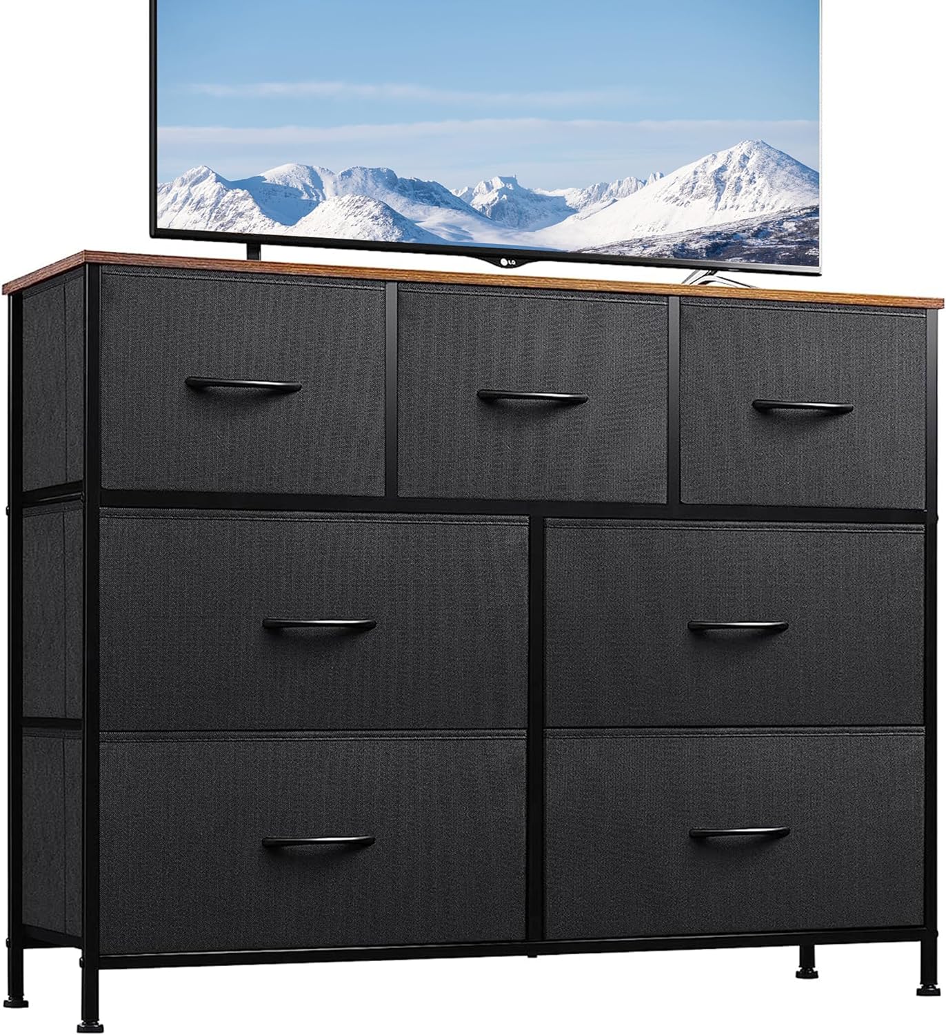 WLIVE Minimalist Fabric 7-Drawer Large Storage Dresser TV Stand