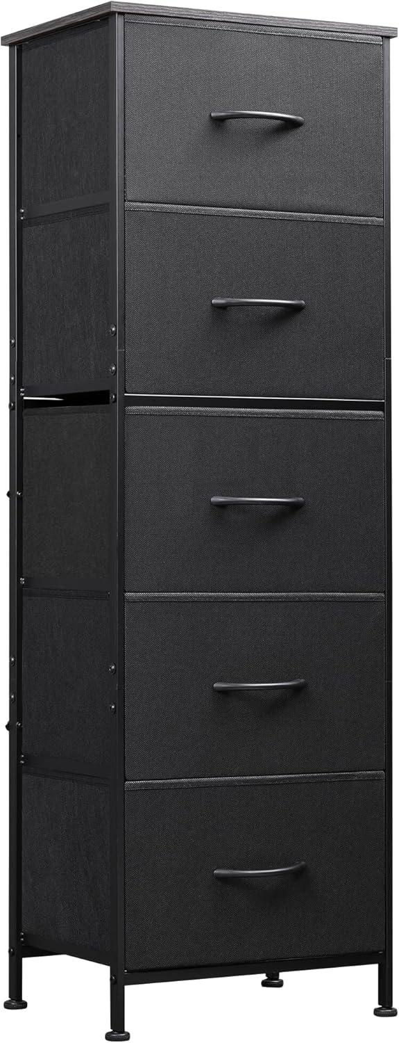 WLIVE Minimalist Tall 5-Drawer Fabric Dresser Chest