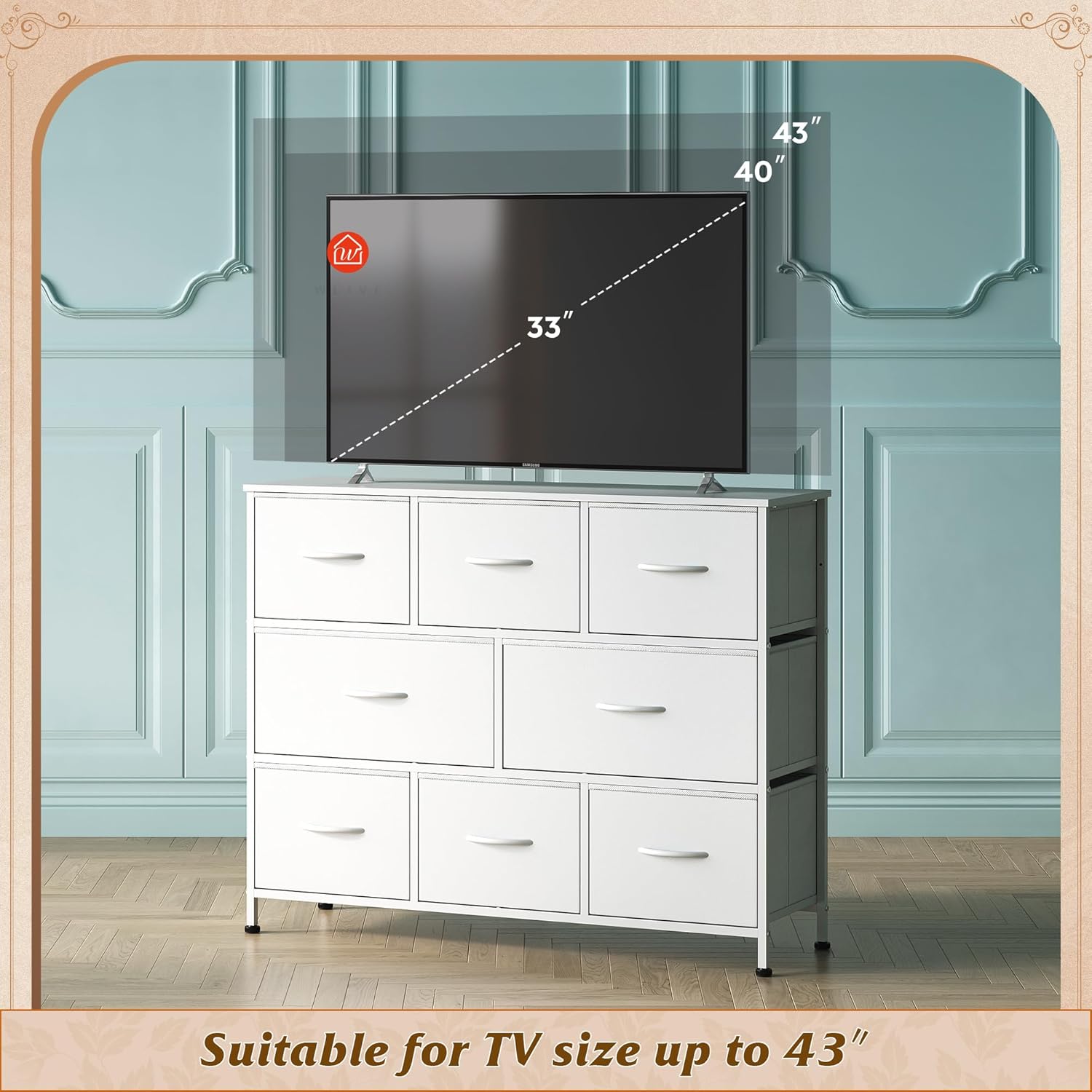 WLIVE Minimalist 8-Drawer Large Storage Fabric Dresser