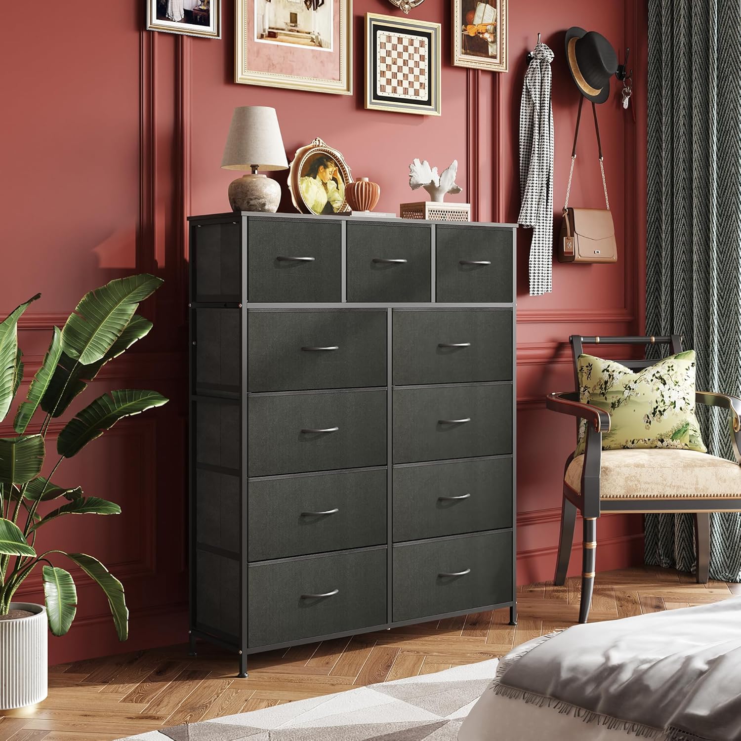 WLIVE Minimalist Tall 11-Drawer Storage Fabric Dresser