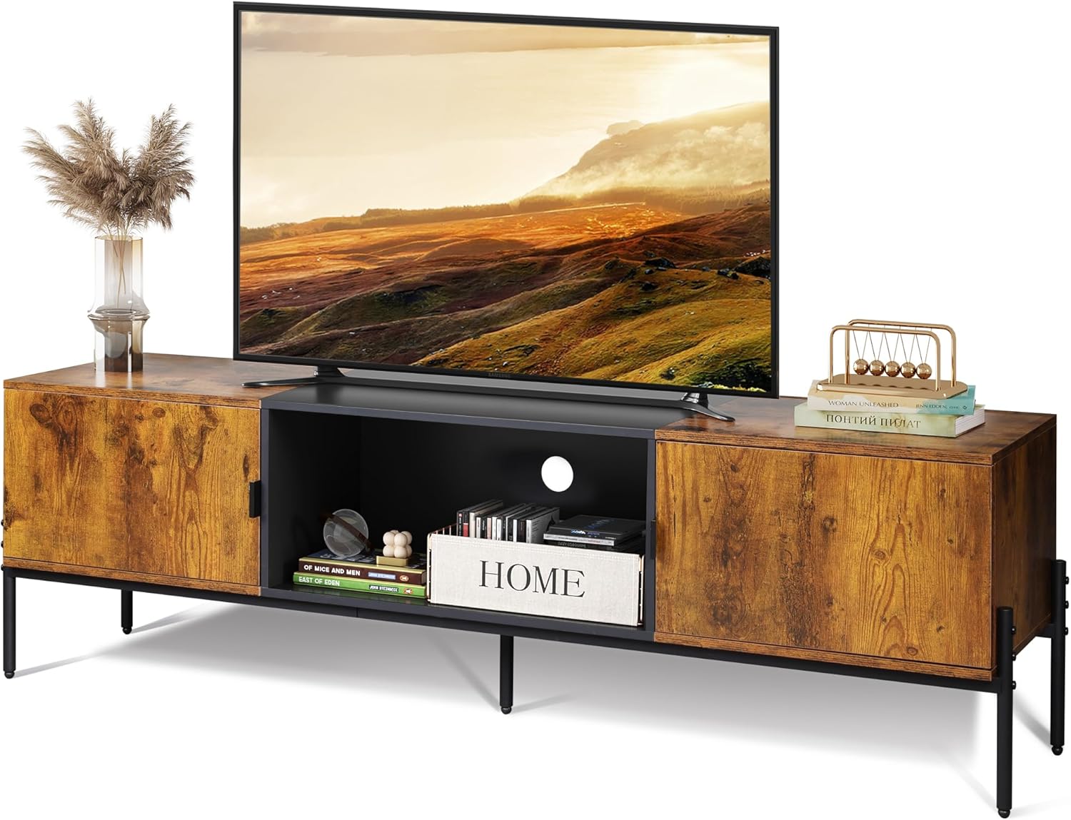 WLIVE Mid Century Modern TV Stand with Metal Legs for 65 inch TV