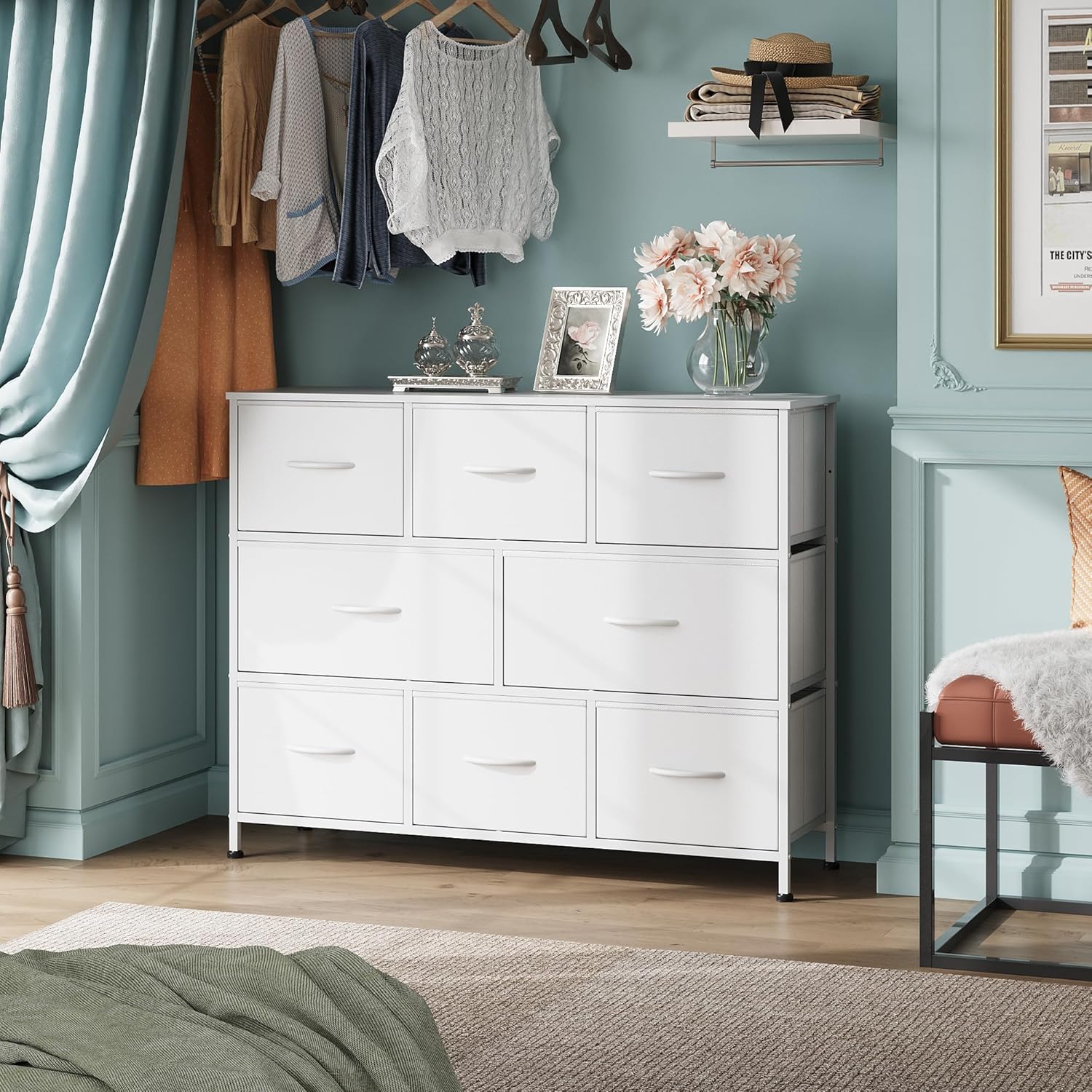 WLIVE Minimalist 8-Drawer Large Storage Fabric Dresser