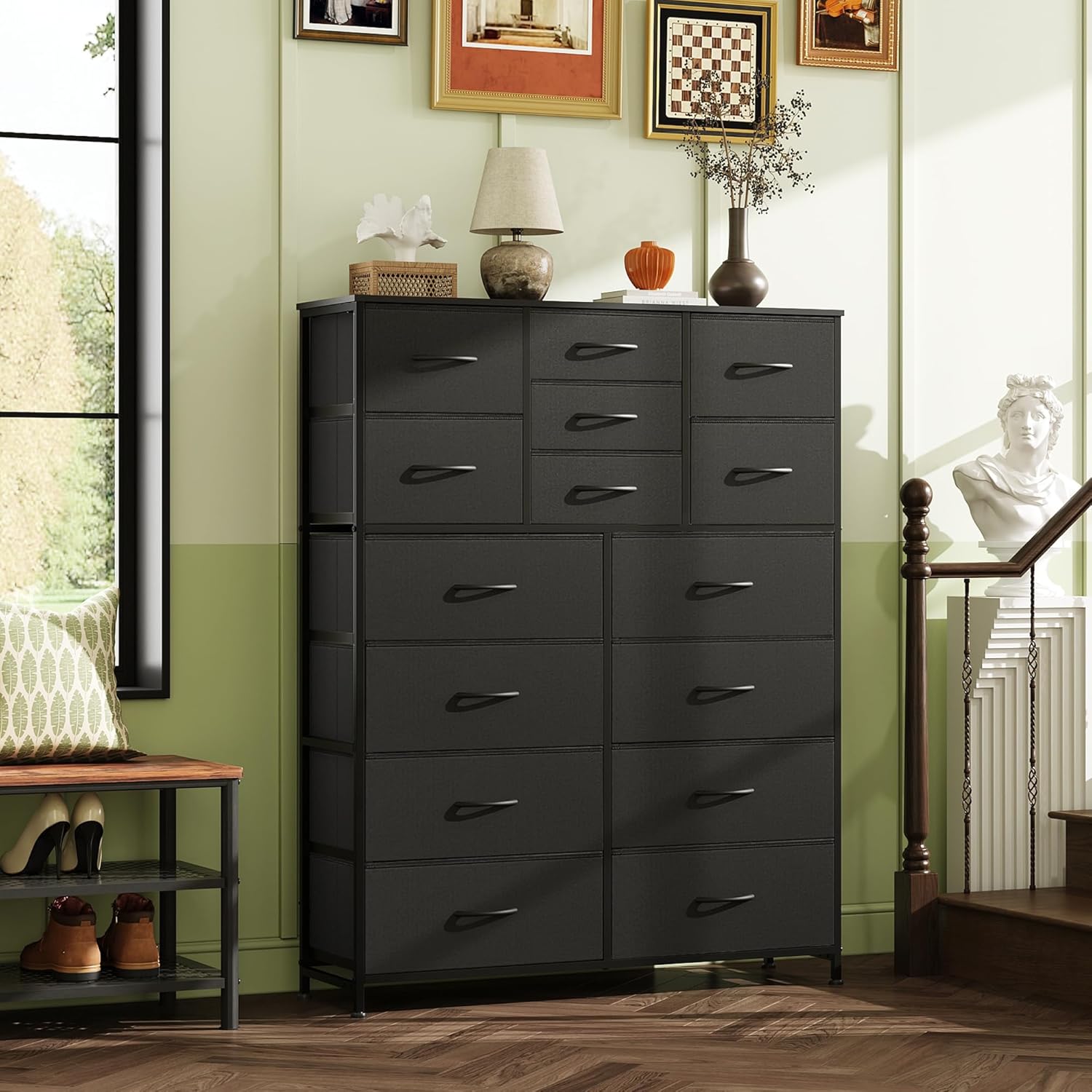 WLIVE Extra Large Storage Tall 15-Drawer Fabric Dresser