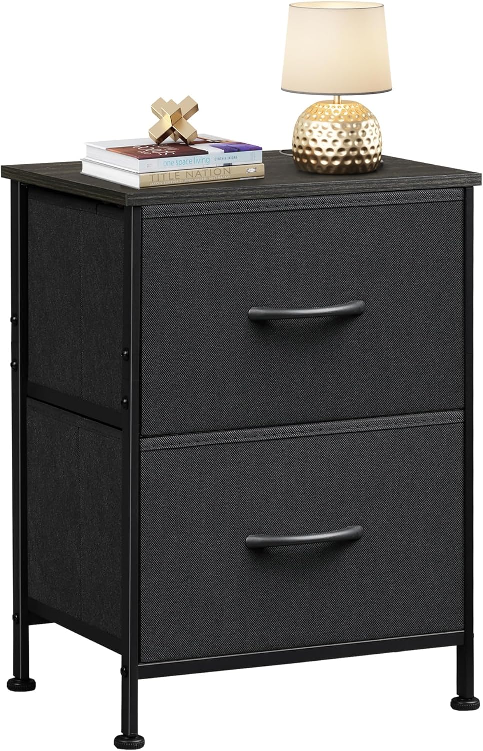 WLIVE Minimalist 2-Drawer Fabric Storage Nightstand