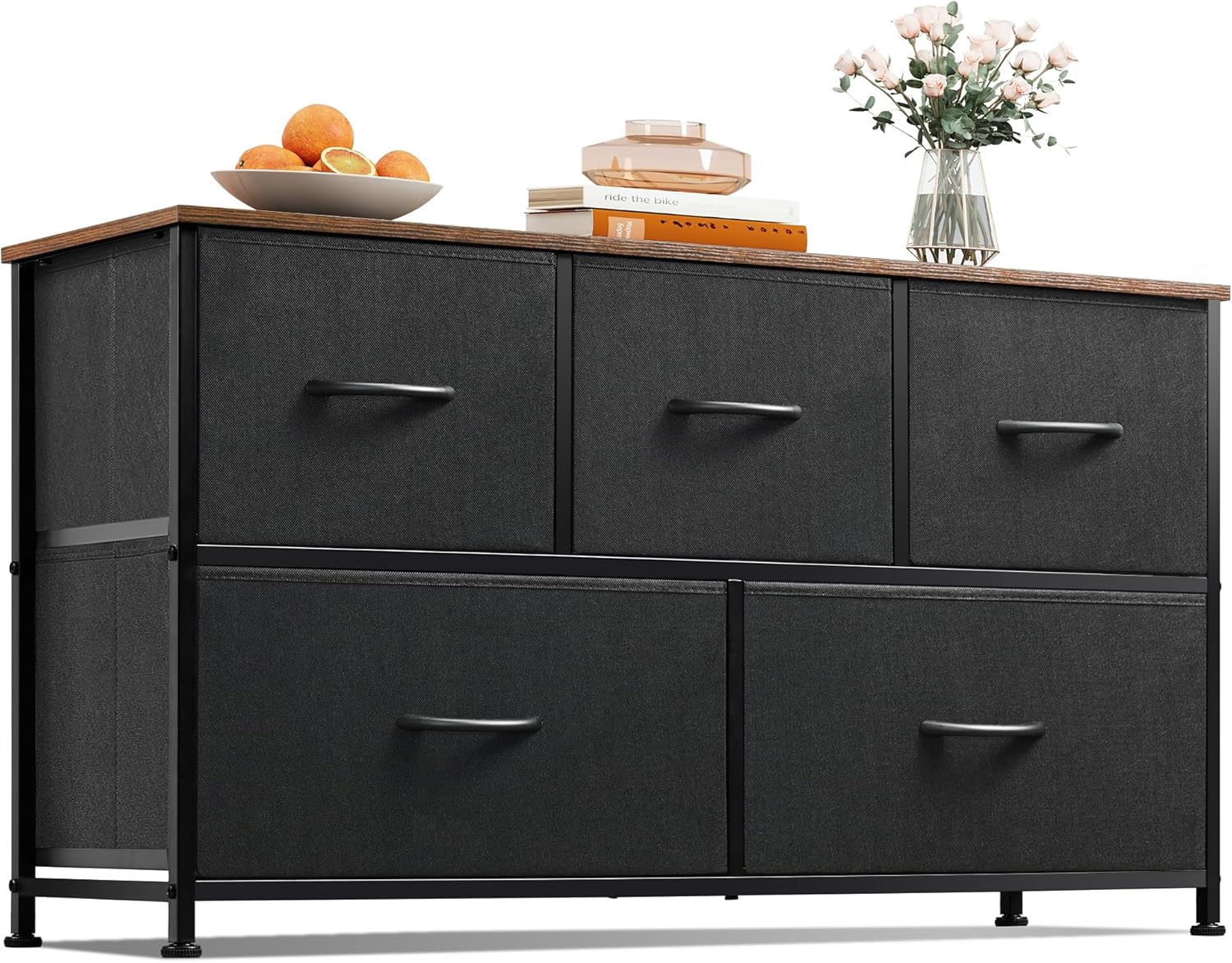 WLIVE Minimalist Wide Fabric 5-Drawer Dresser