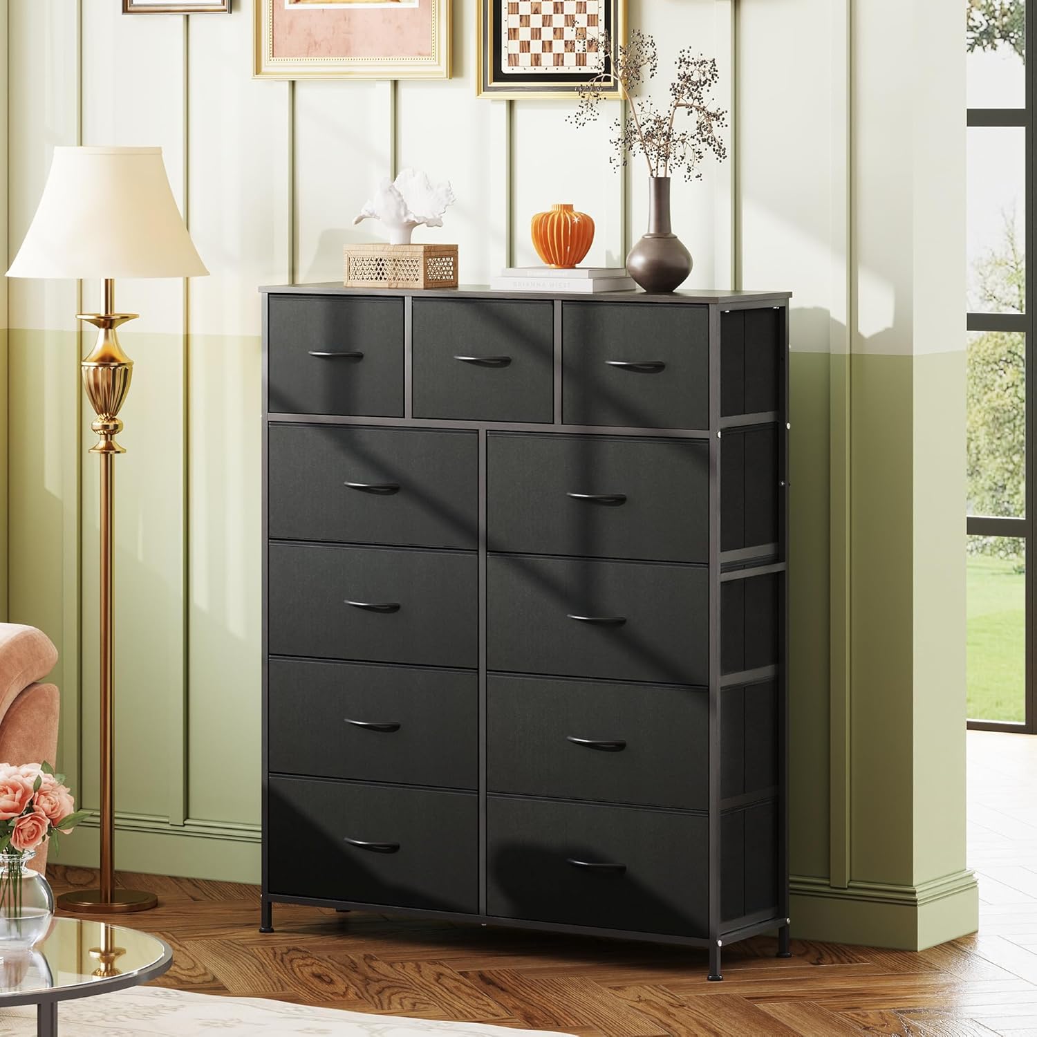 WLIVE Minimalist Tall 11-Drawer Storage Fabric Dresser