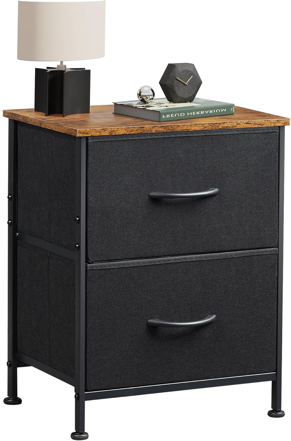 WLIVE Minimalist Small Fabric 2-Drawer Nightstands (Set of 2)