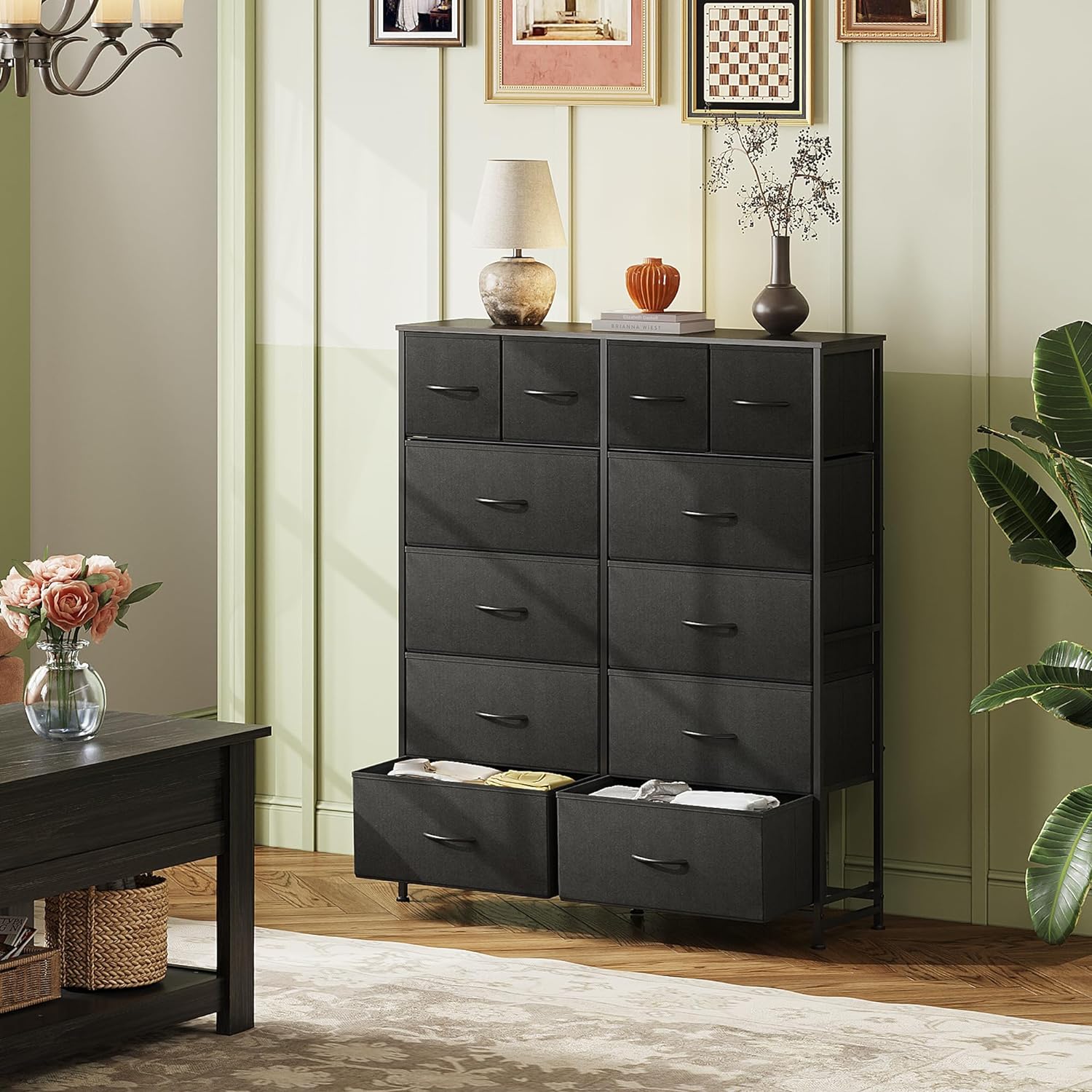 WLIVE Minimalist Tall 12-Drawer Storage Fabric Dresser