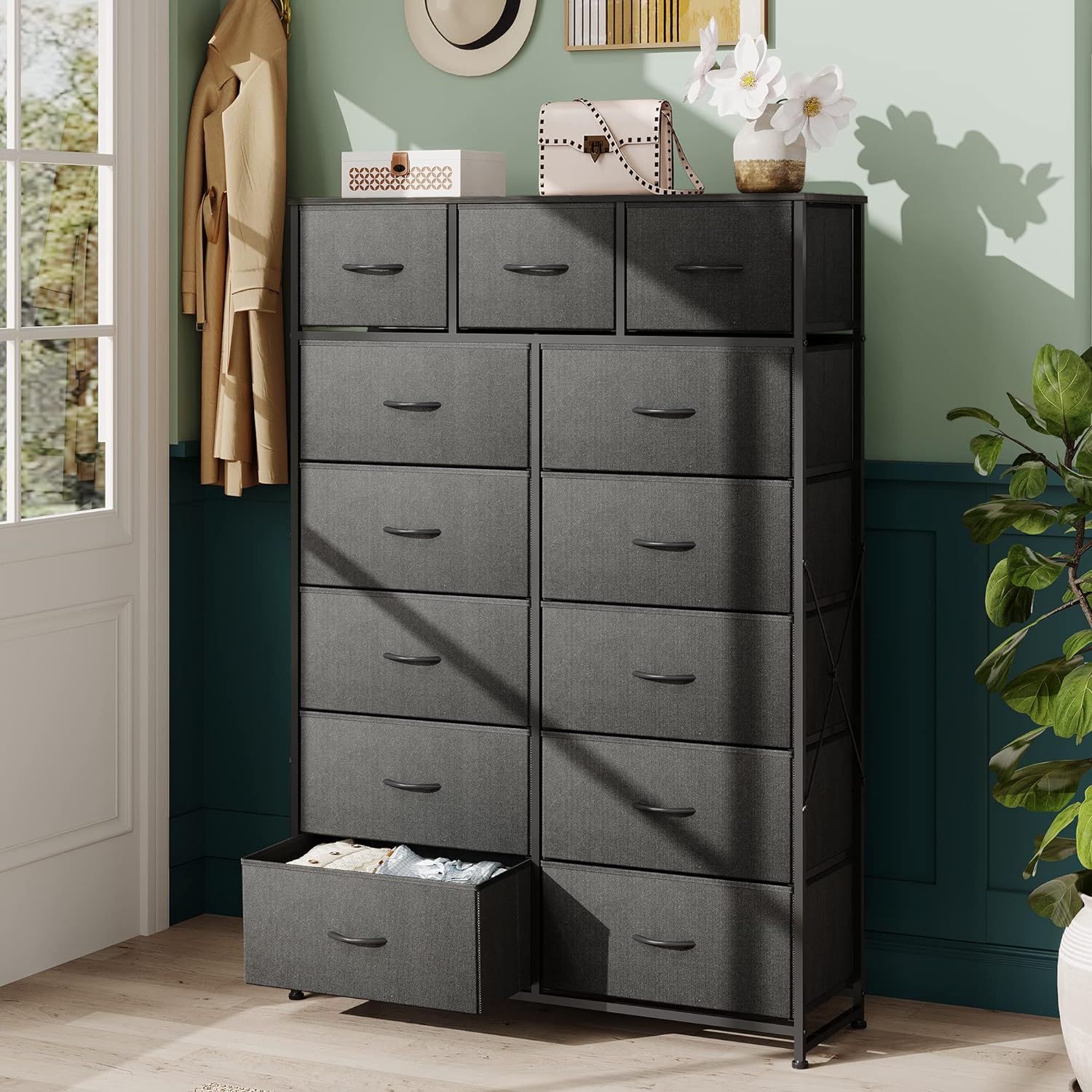 WLIVE Extra Large Storage Tall 13-Drawer Fabric Dresser