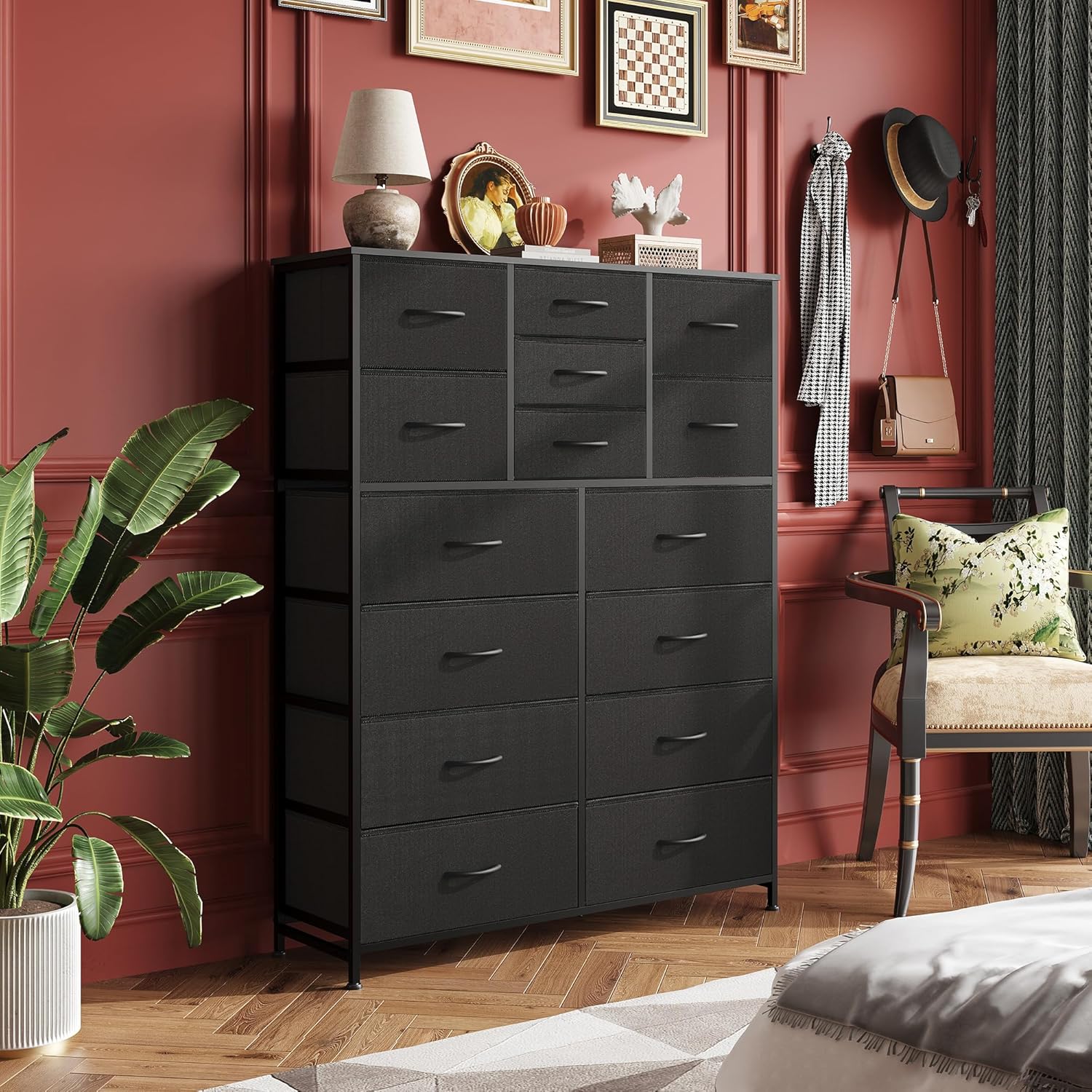 WLIVE Extra Large Storage Tall 15-Drawer Fabric Dresser