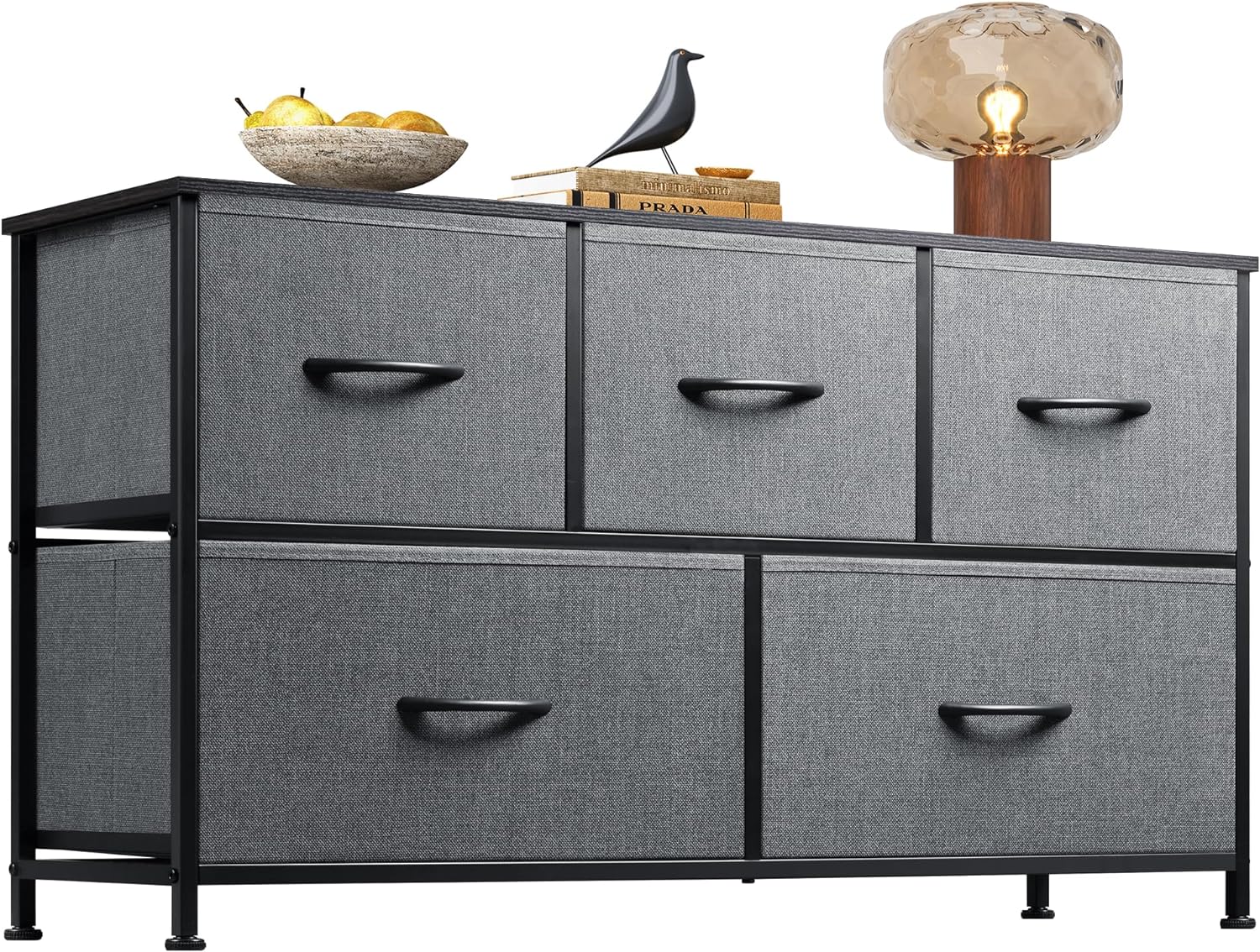 WLIVE Minimalist Wide Fabric 5-Drawer Dresser