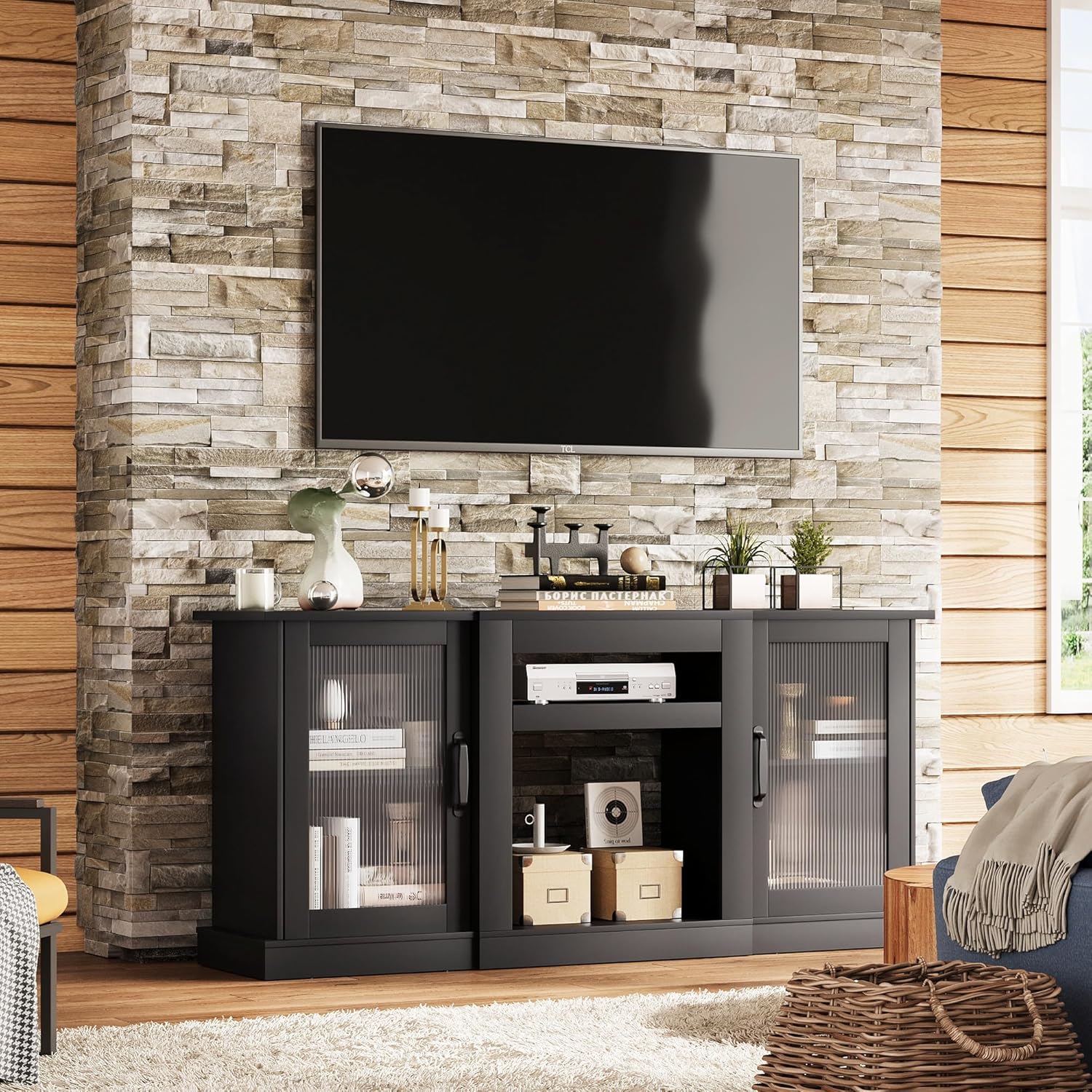 WLIVE Modern Minimalist Storage TV Stand Cabinet for 65 inch TV