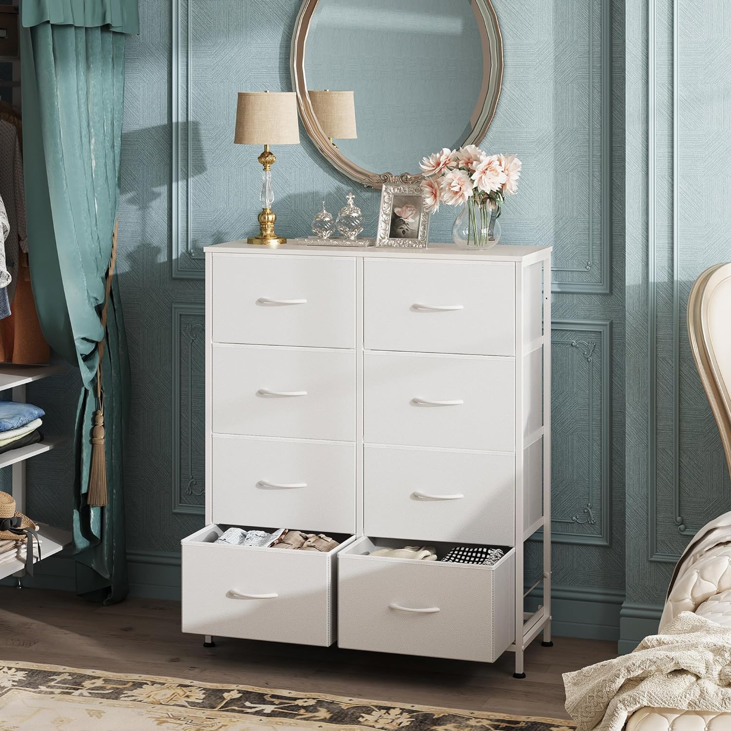 WLIVE Minimalist Tall 8-Drawer Storage Fabric Dresser