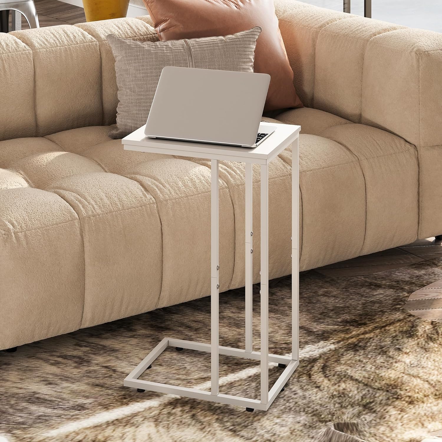 WLIVE Modern C Shaped Side Table with Large Desktop (24.92 in. H)