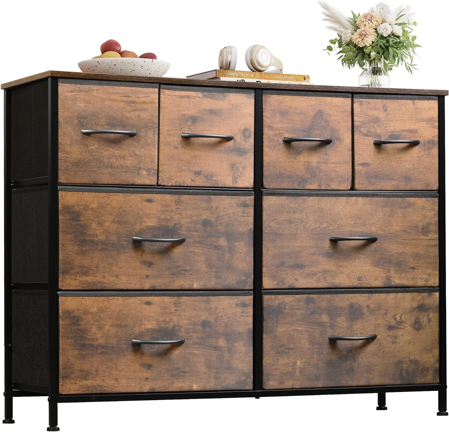 WLIVE Minimalist Wide 8-Drawer Storage Fabric Dresser