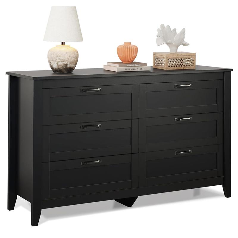 WLIVE Wide 6-Drawer Minimalist Vintage Wood Dresser