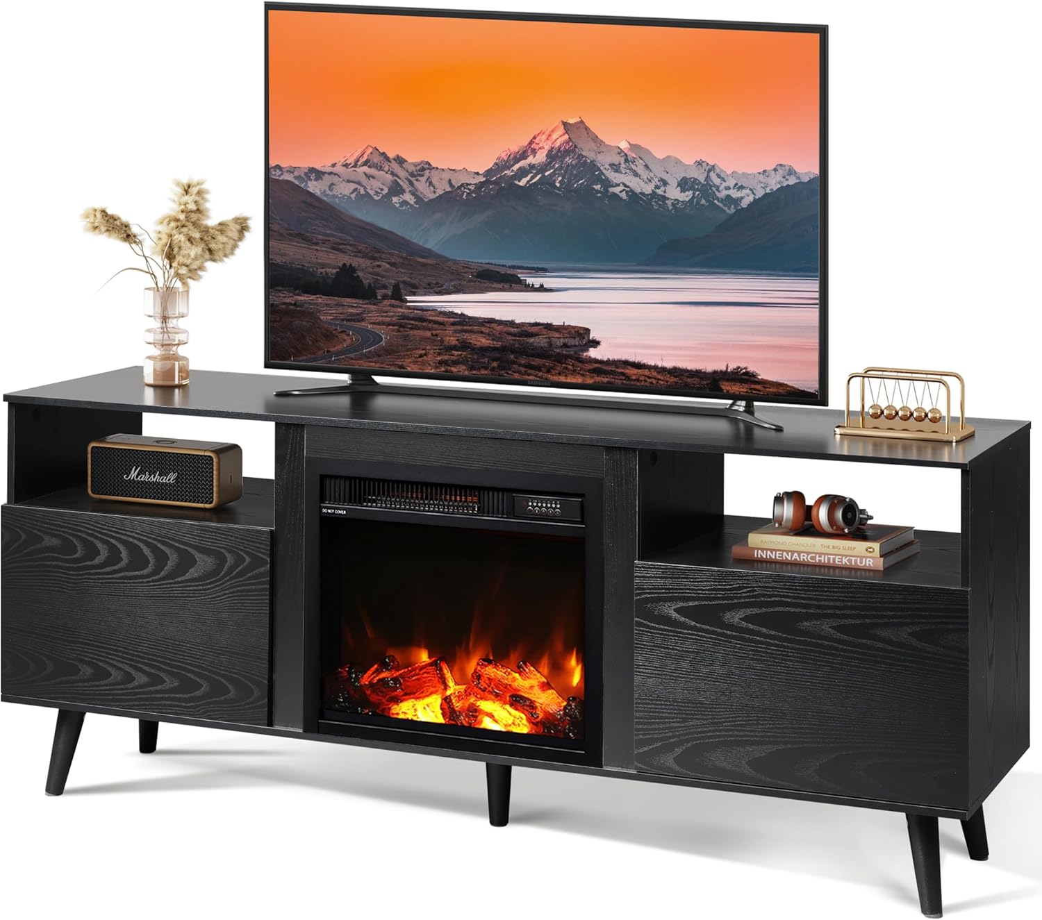 WLIVE Mid Century Modern Fireplace TV Stand for 65 Inch TV